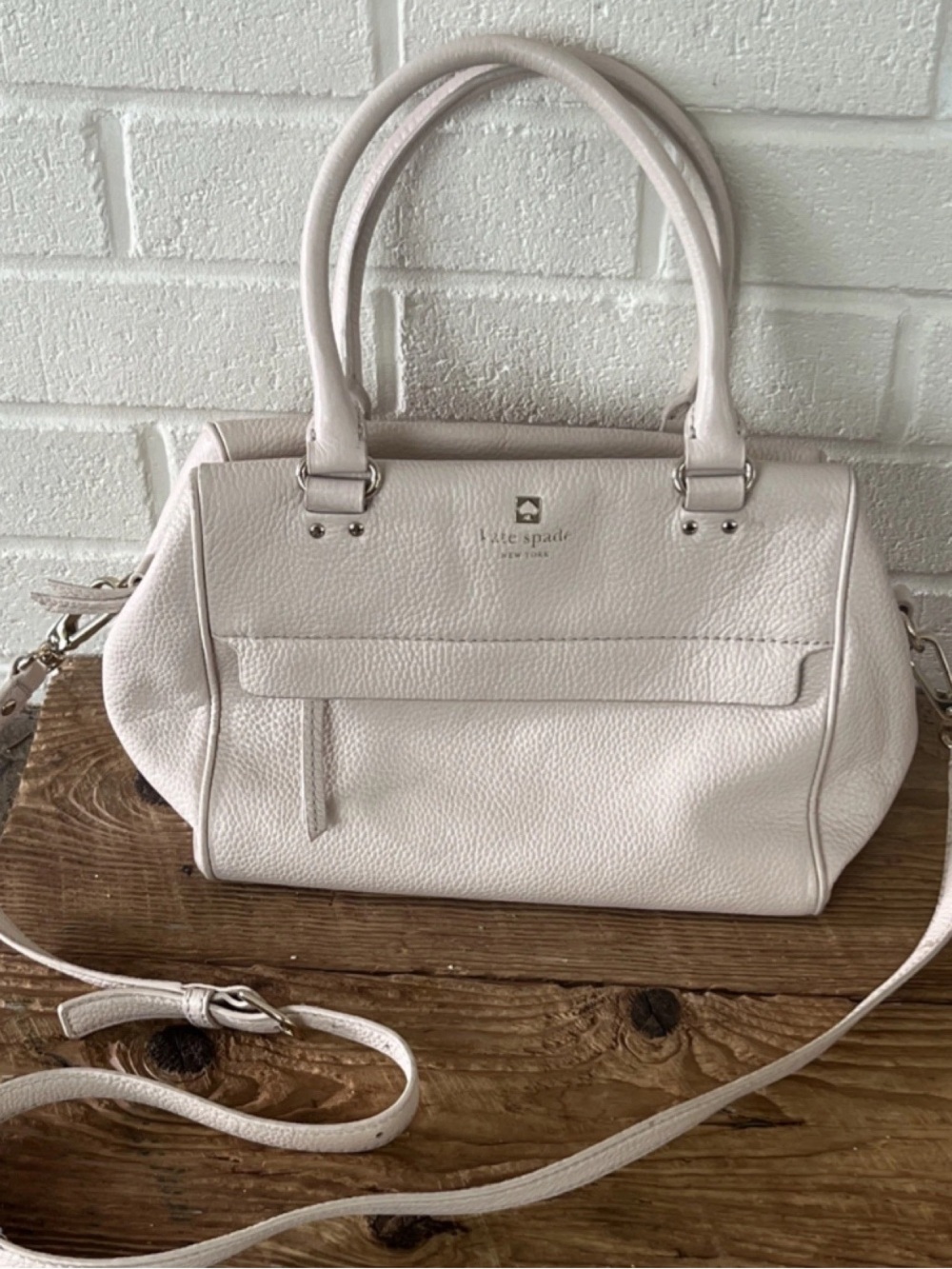 kate spade Blush Pebbled Leather Satchel with Detachable Strap